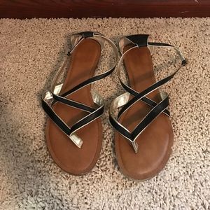 Black & silver gladiator sandals