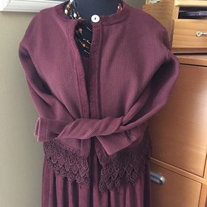New Price ~ Velour/Thermal Dress with Jacket. Wine