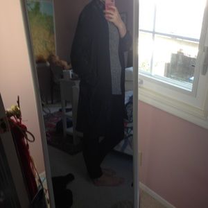 Shimmery long black raincoat