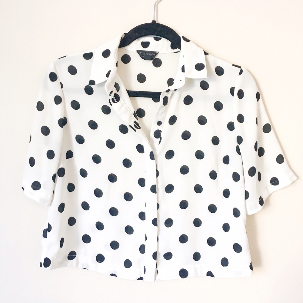 TOPSHOP Polka Dot Crop Top