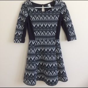 Paneled White and Navy Minidress H&M