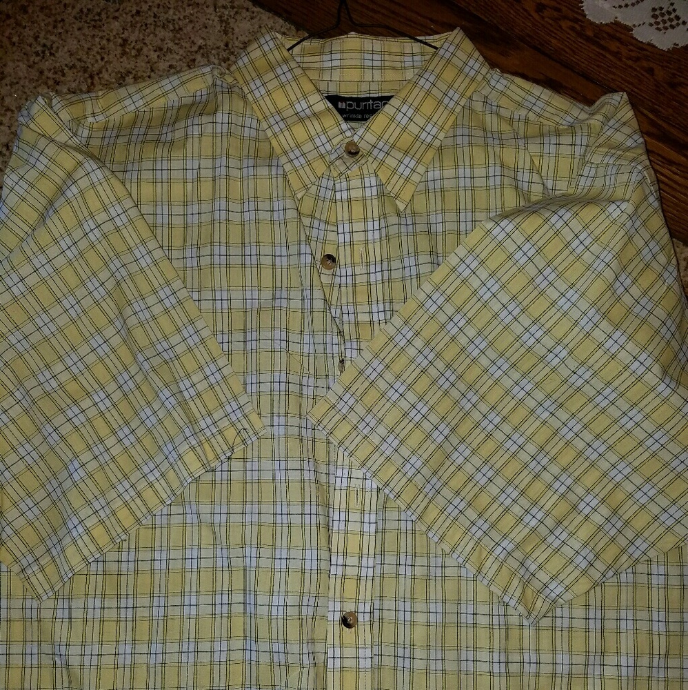 Men's Puritan SS Yellow stripes shirt size Large
