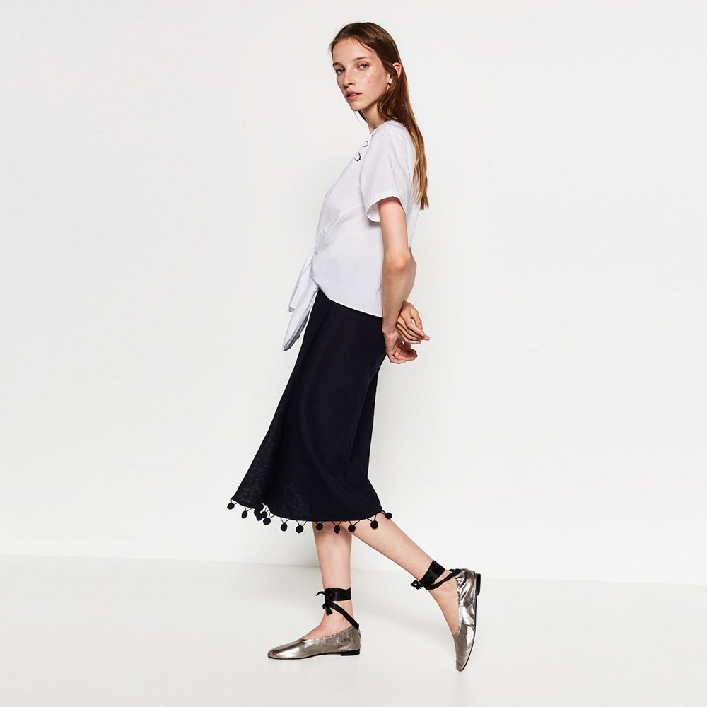 Zara Lace Up Ballet Leather Flats - Picture 4 of 4