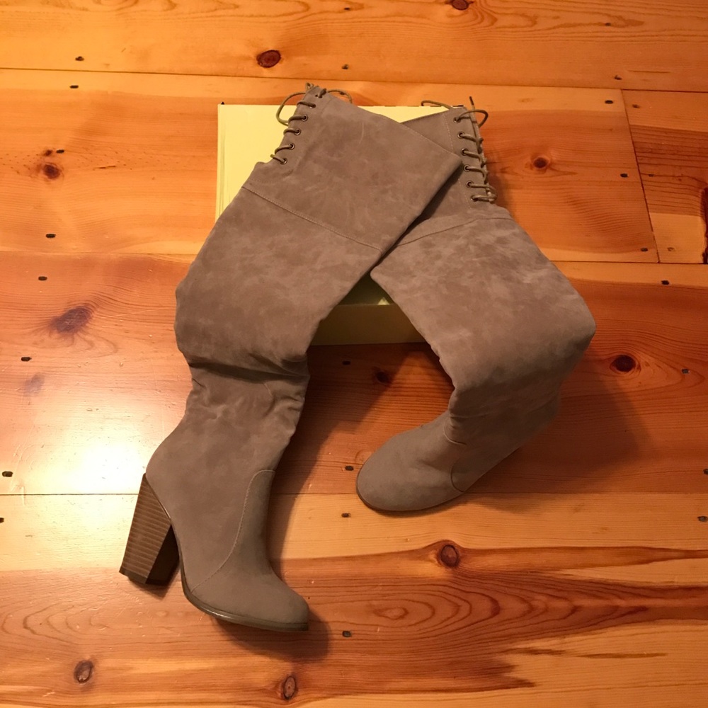 tan over the knee boot