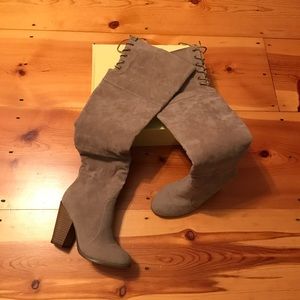 tan over the knee boot