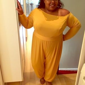 Monif C Mustard Jumpsuit with Tapered ankles