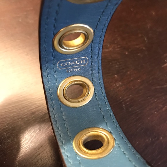 Blue Leather Coach Bracelet w Goldtone Accents - Picture 3 of 3