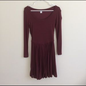 Long Sleeved Burgundy Dress
