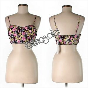 3/$30 LF XS Bra Bustier Crop Pink Floral Black Top