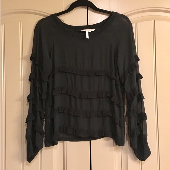 BCBGeneration Tops - Sheer Black BCBG Ruffle Top