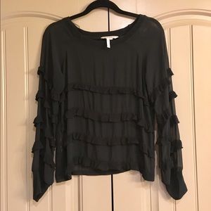 Sheer Black BCBG Ruffle Top