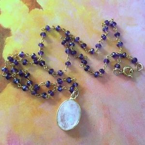 💜Amethyst Chain With Moonstone Pendant
