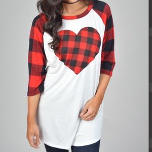 Red & black print heart top