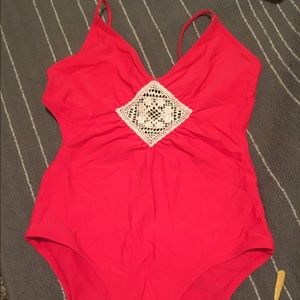 American Eagle Med Red One Piece Swimsuit