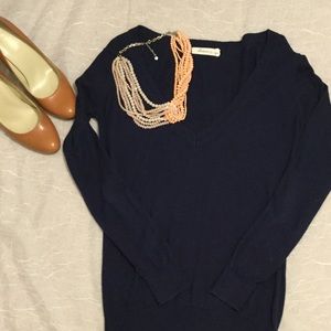 Navy blue v-neck sweater