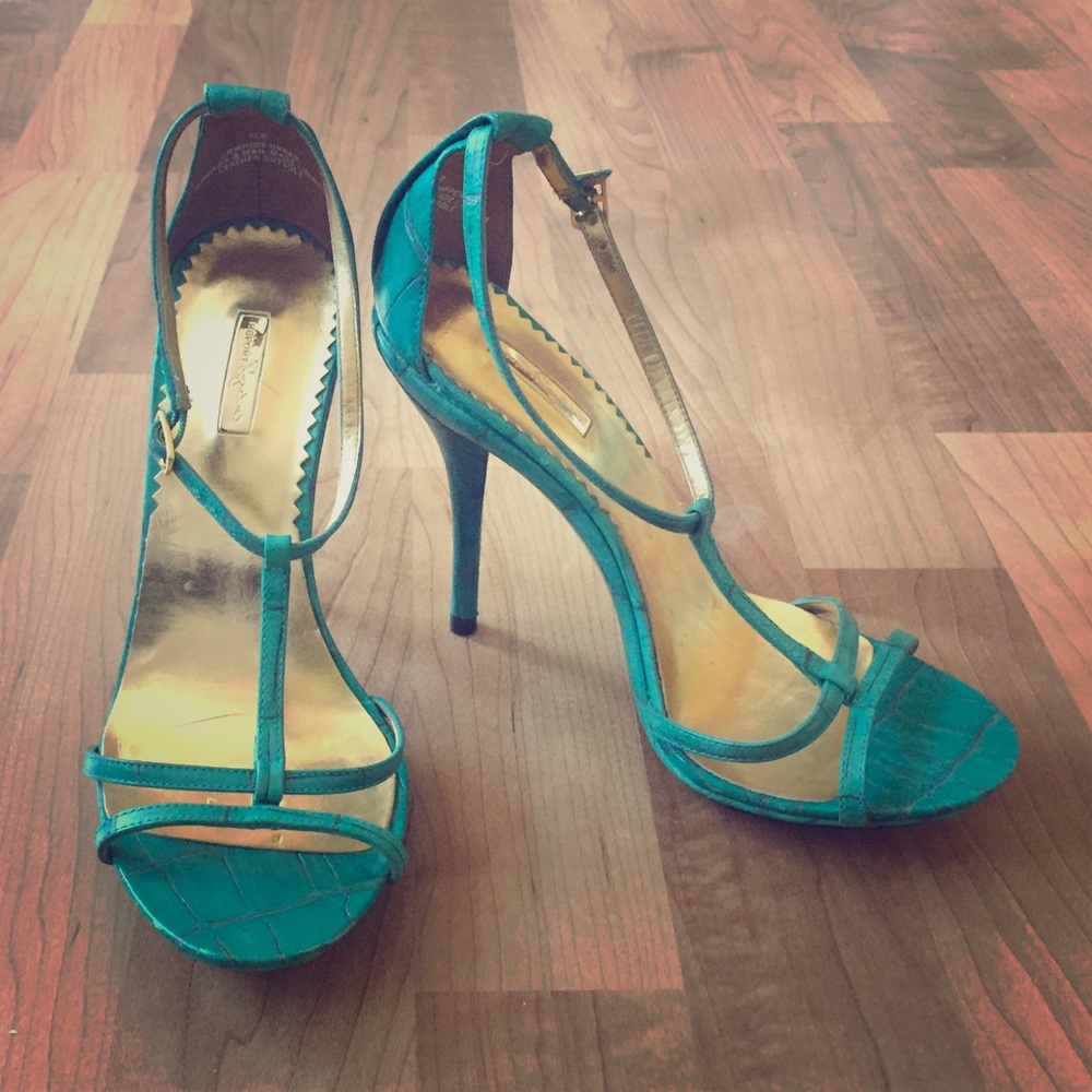 Report Signature turquoise t-strap sandal