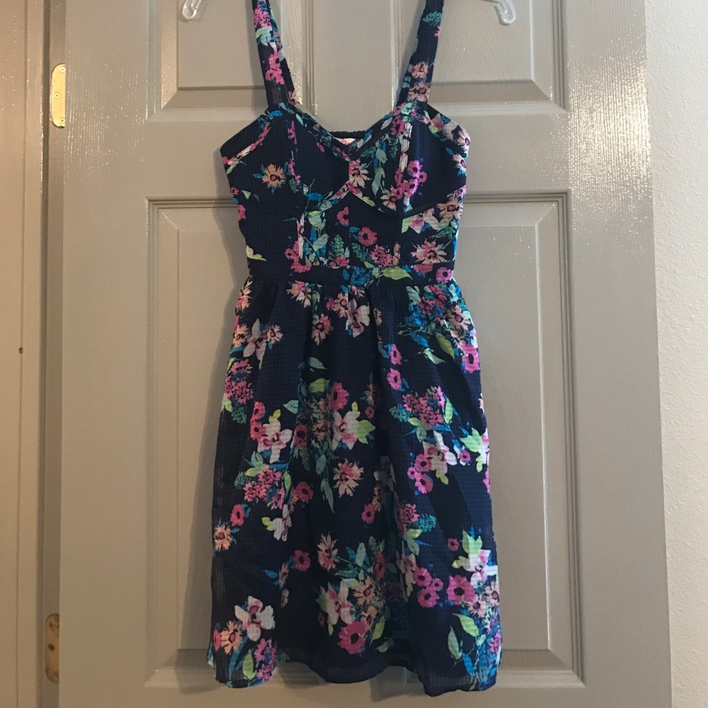 Floral Dark Blue Spring Dress