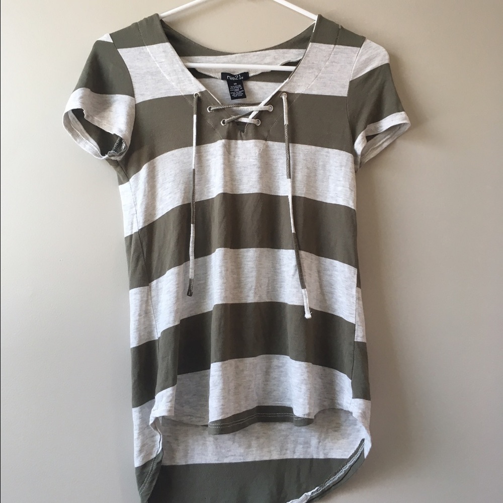 Rue 21 Cross V-Neck striped shirt