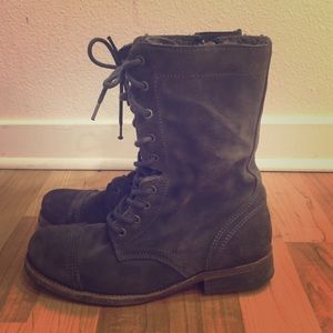 All Saints shearling lined military boots