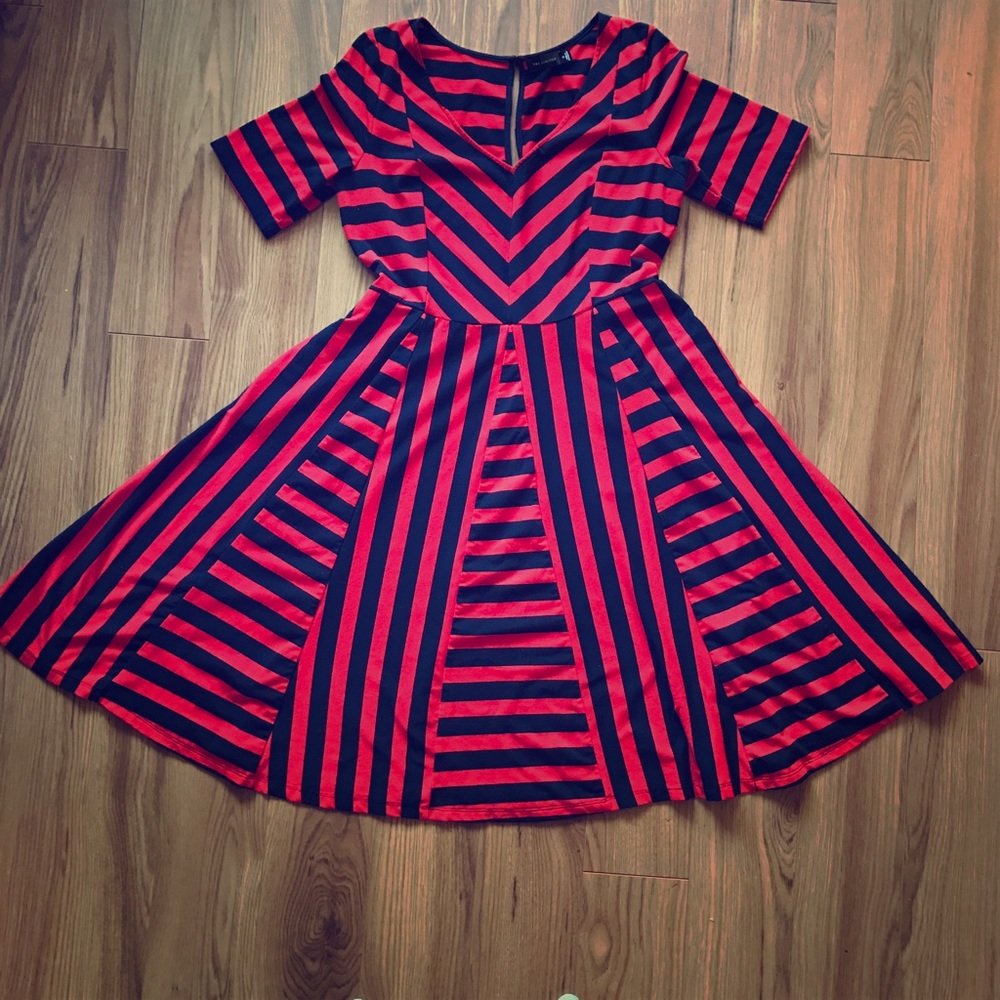 Red and Navy striped dress from The Limited