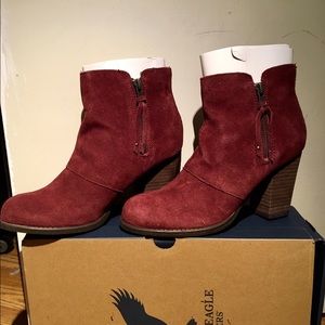 Suede double zipped booties