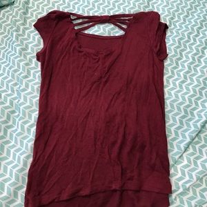 Maroon Tee W/ cut out back