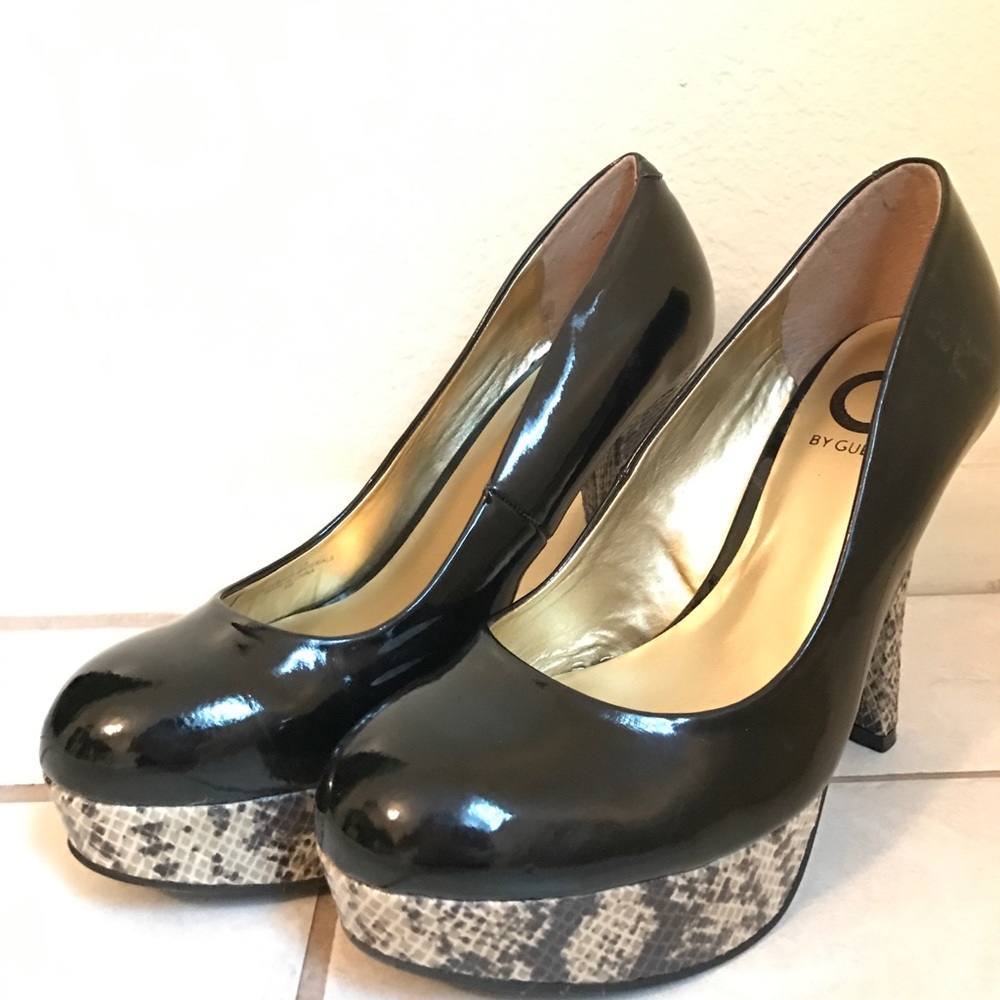 G By Guess Faux snake skin black heel