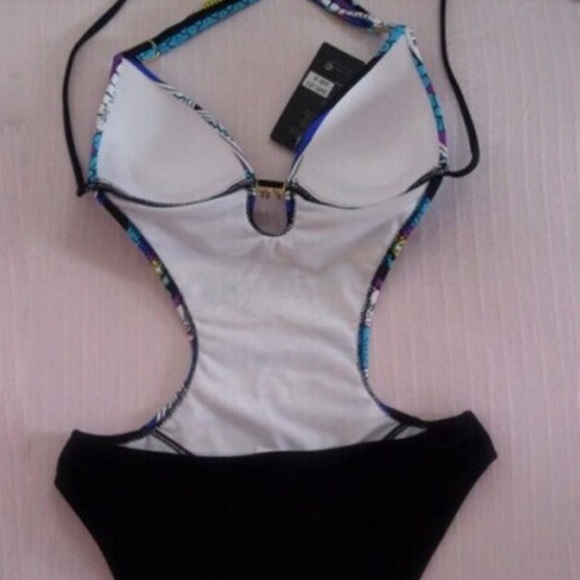 AS IS - Blue Multi-Print Monokini Swimsuit XS - Picture 5 of 8
