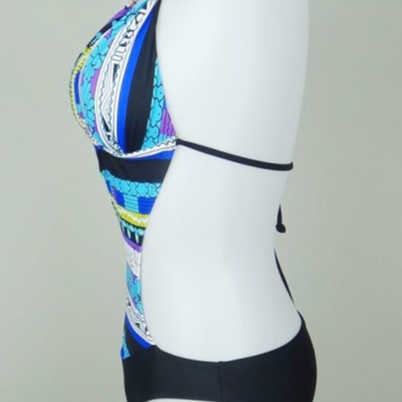 AS IS - Blue Multi-Print Monokini Swimsuit XS - Picture 8 of 8