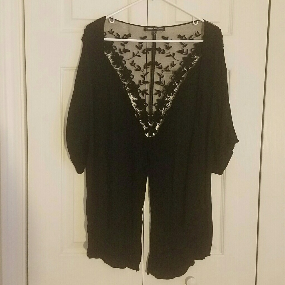 Black lace floral cover up
