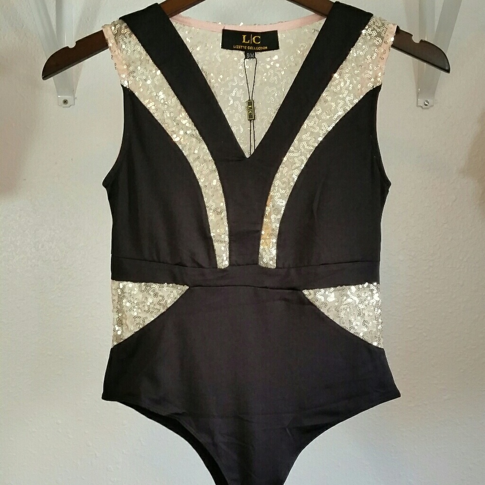 🆕 Gold Sequined Body Suit