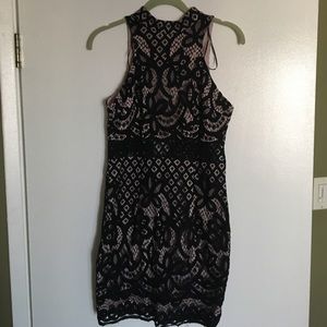 Lf black mesh layered dress