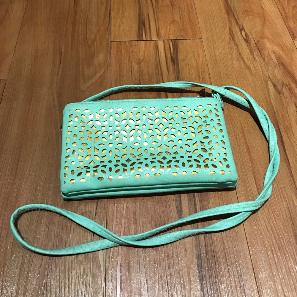 Mint and gold cross body