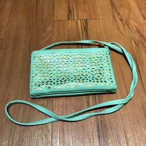 Mint and gold cross body