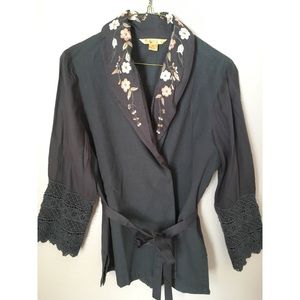 April Cornell navy tie jacket. Never been worn!