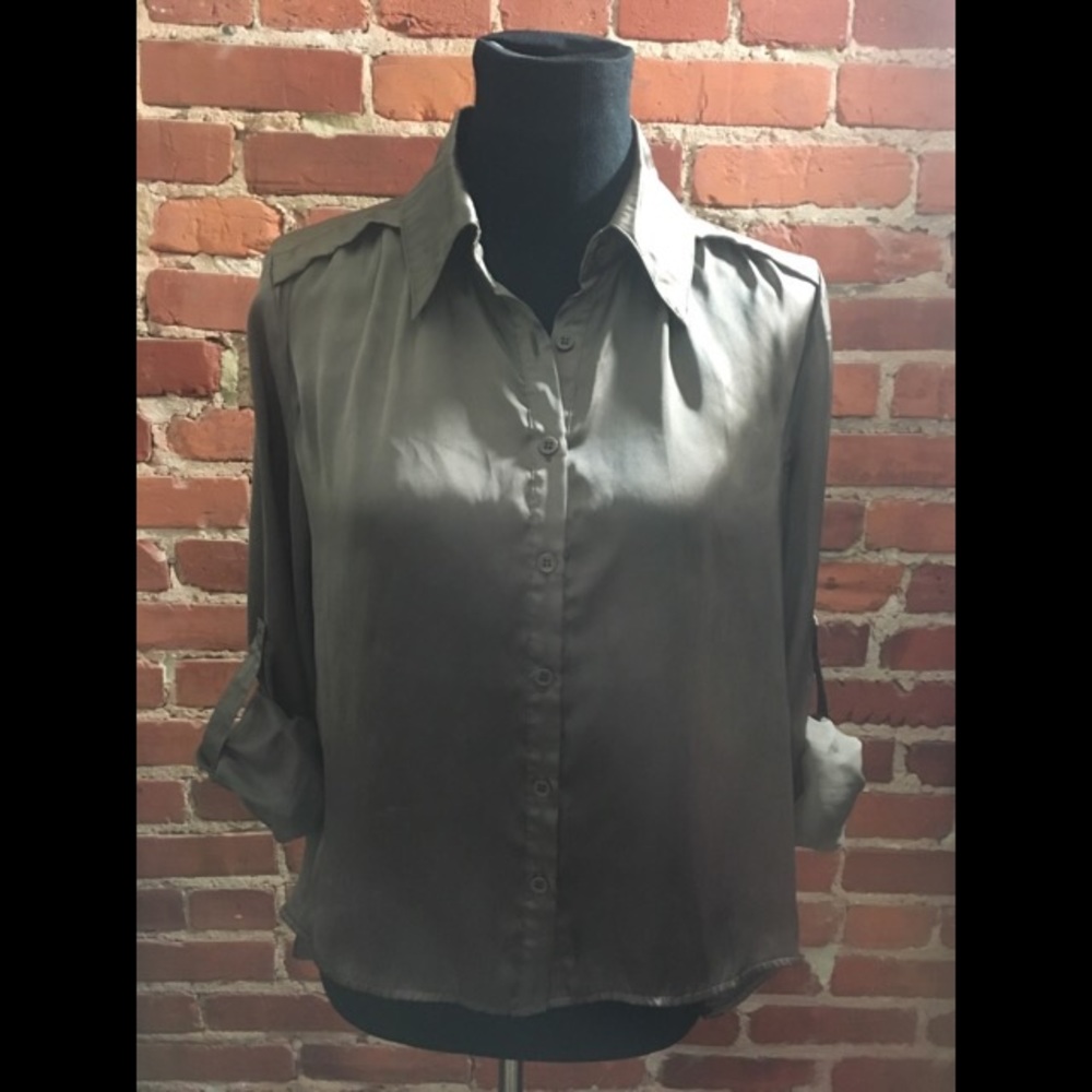 Silk brown button down blouse