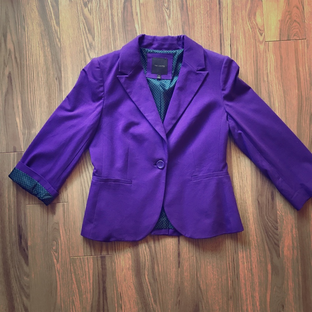 Purple 3/4 Sleeves Blazer from The Limited