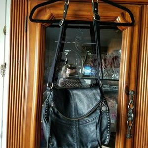 "The Sak" black leather crossbody