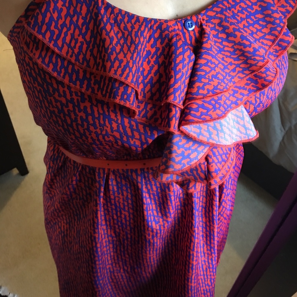 Bright OrangeNavy Blue Dress / Size Lg(8-10) / $30