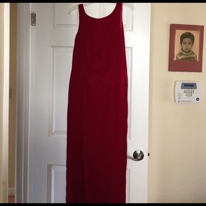 Long red velvet dress