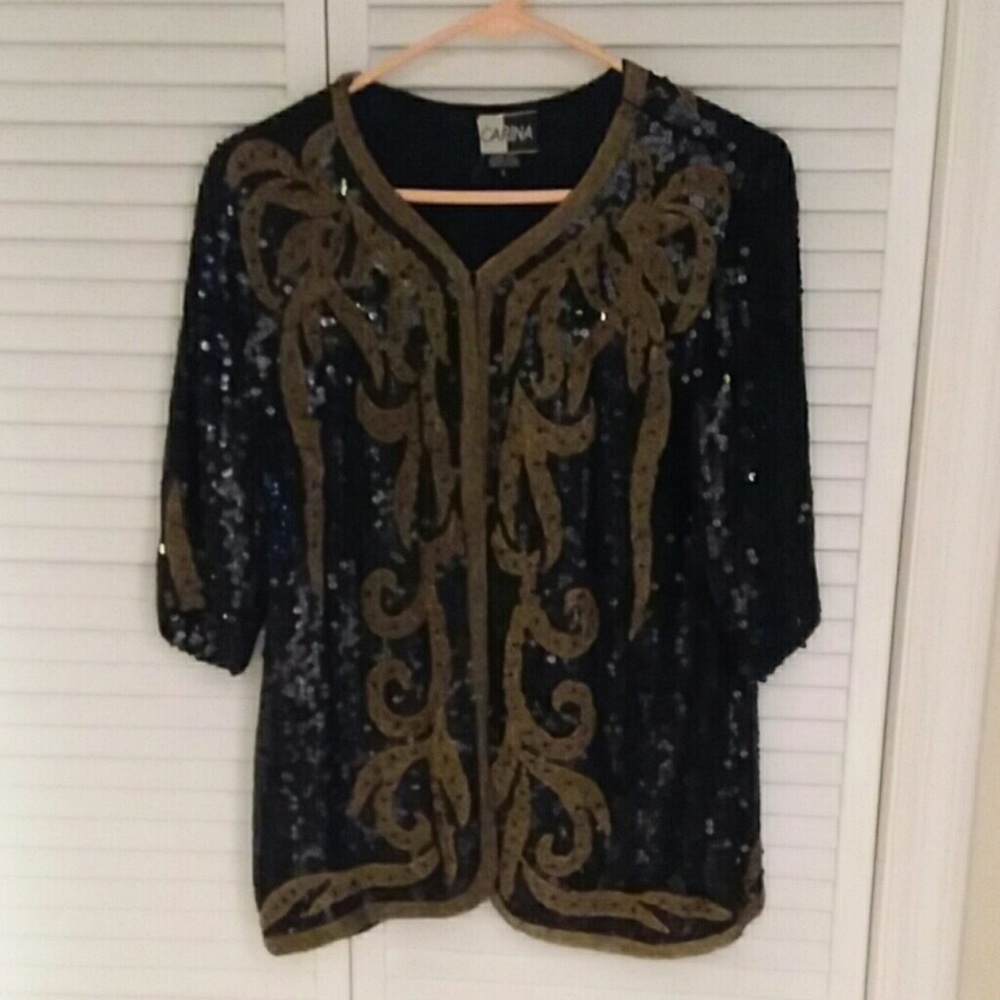 Carina women's sequined top size small