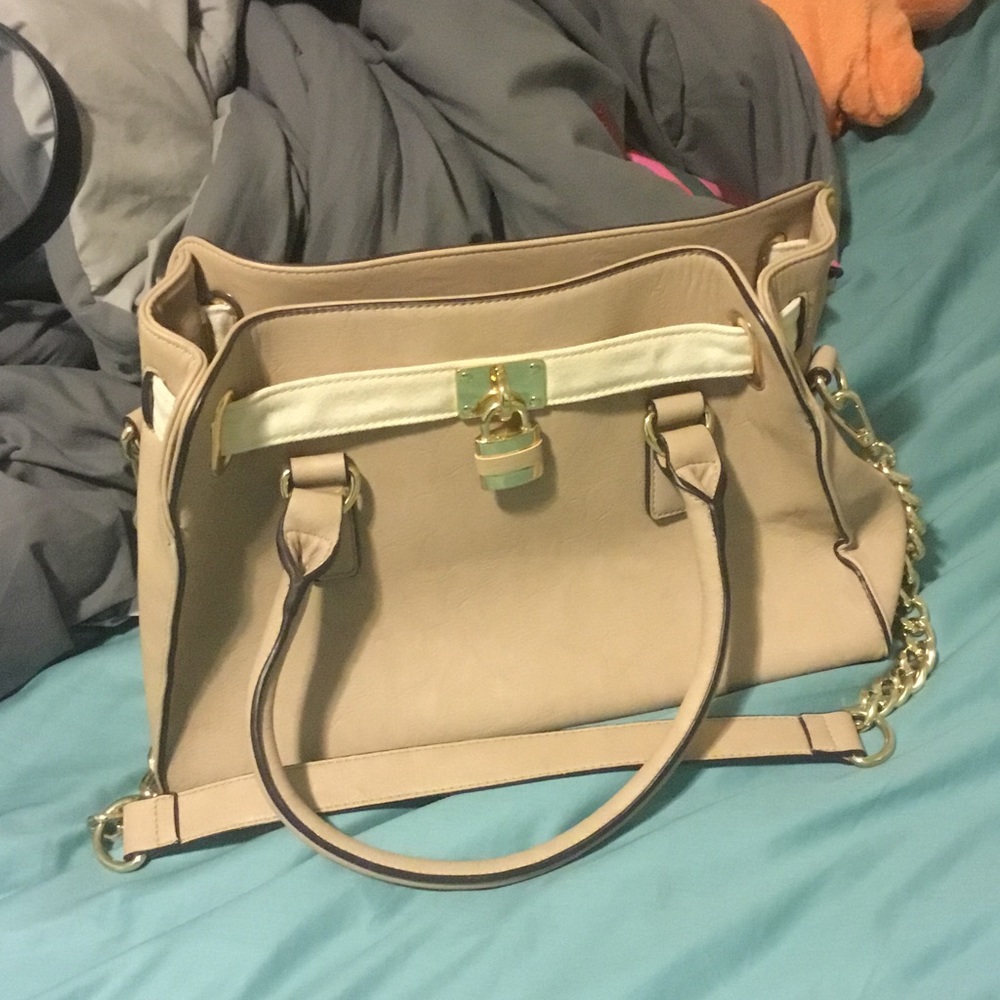 Lady Lockbox Satchel (Beige)