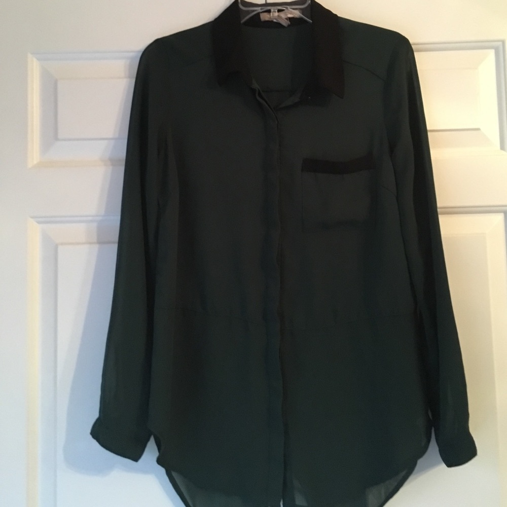 Sheer green dress shirt