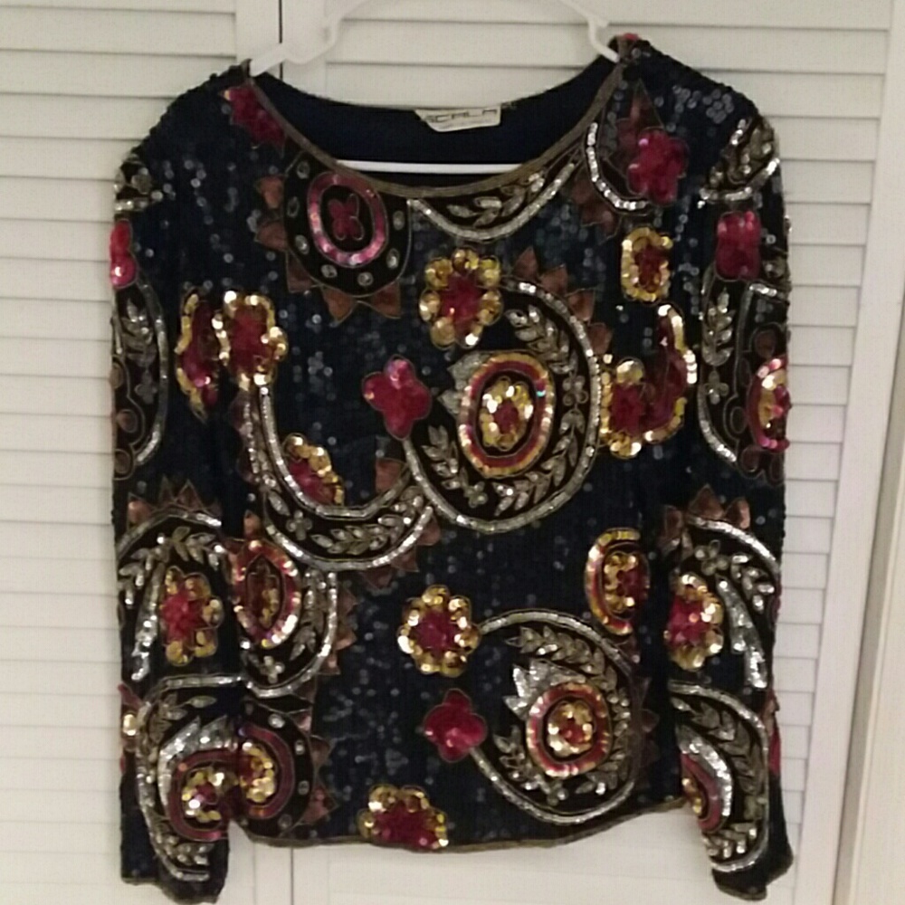 Scala sequined blouse size medium
