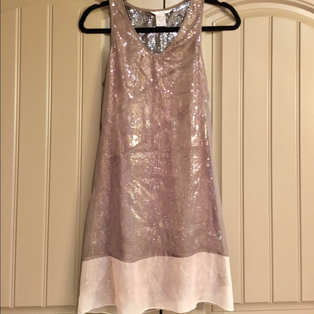 Sequin Dress with Tan and Cream Sheer Overlay