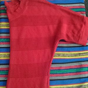 Red Striped Mesh Top