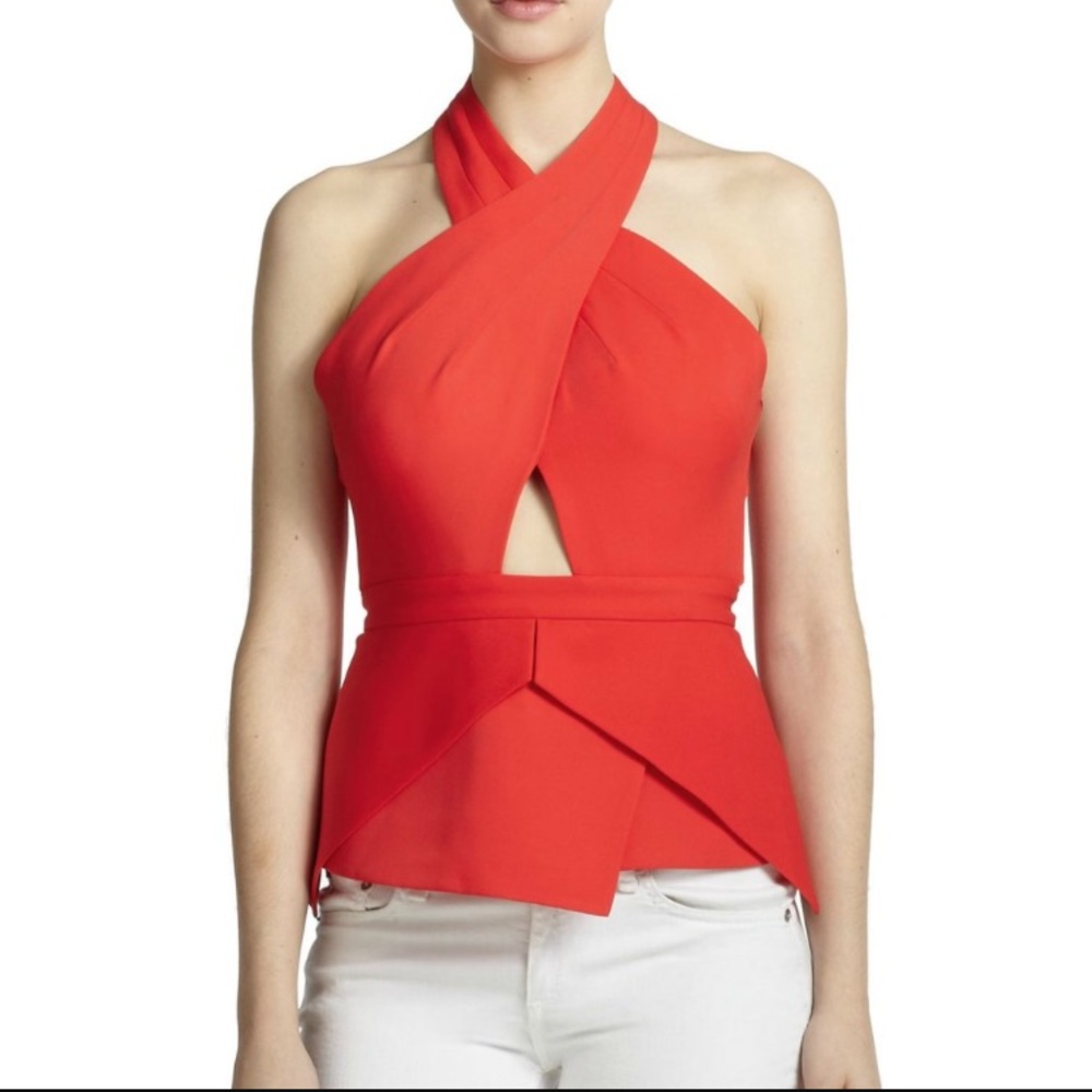 Red peplum BCBG top