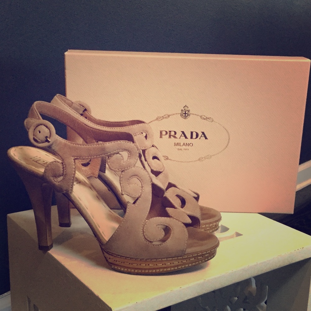 Nude Prada Suede Sandals