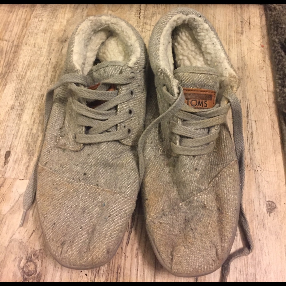 TOMS grey lace-up booties