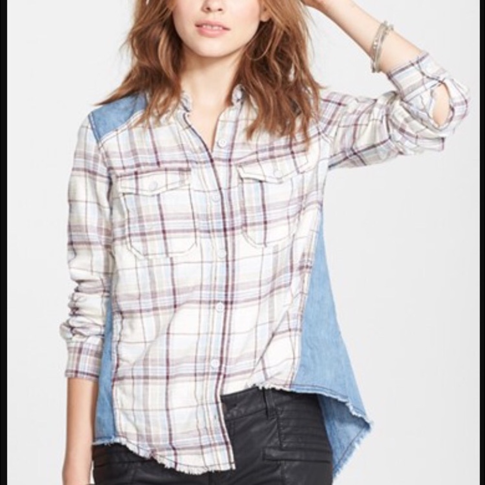 Free people getaway flannel and blue jean shirt